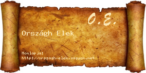 Országh Elek névjegykártya